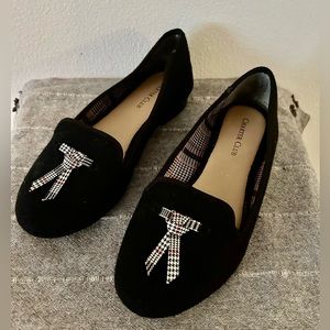 NEW Charter Club flats. Black with checkered bow. Sz 6